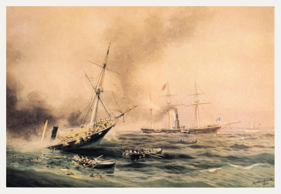Battle_of_Kearsarge_and_Alabama_(1892)_by_Xanthus_Smith
